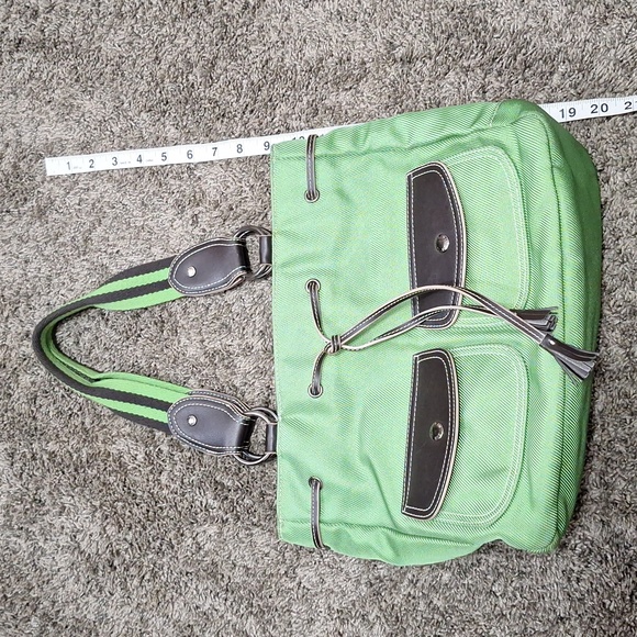 Vintage Tommy Hilfiger canvas handbag purse - green/brown leather - Picture 16 of 16